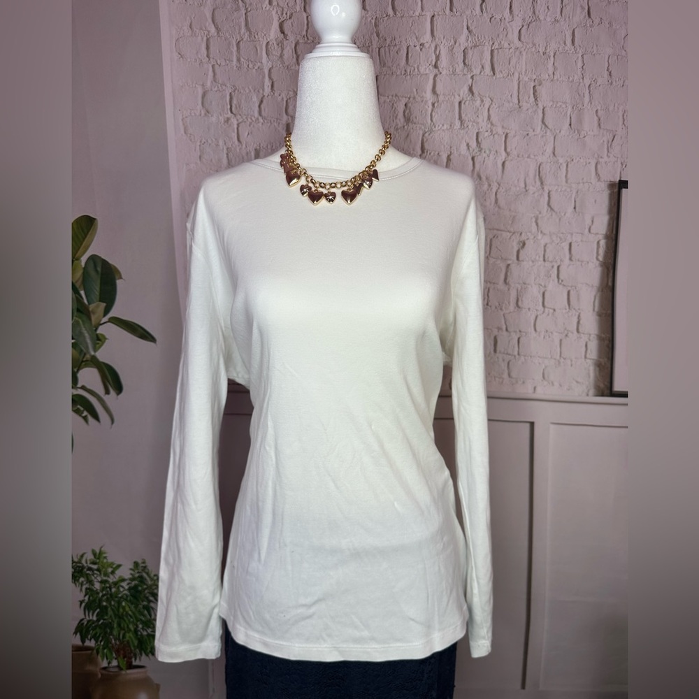 Talbots Classic white  Long Sleeve Top 2X petite cotton